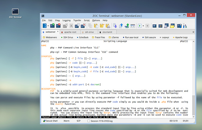 ZOC Terminal Emulation Screenshots